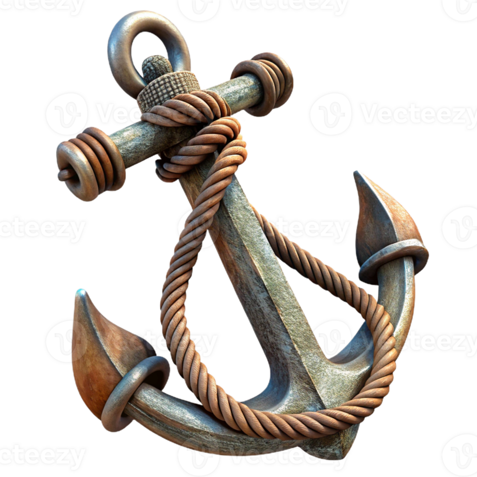 serene artistic Rusty Anchor 3D Render original png