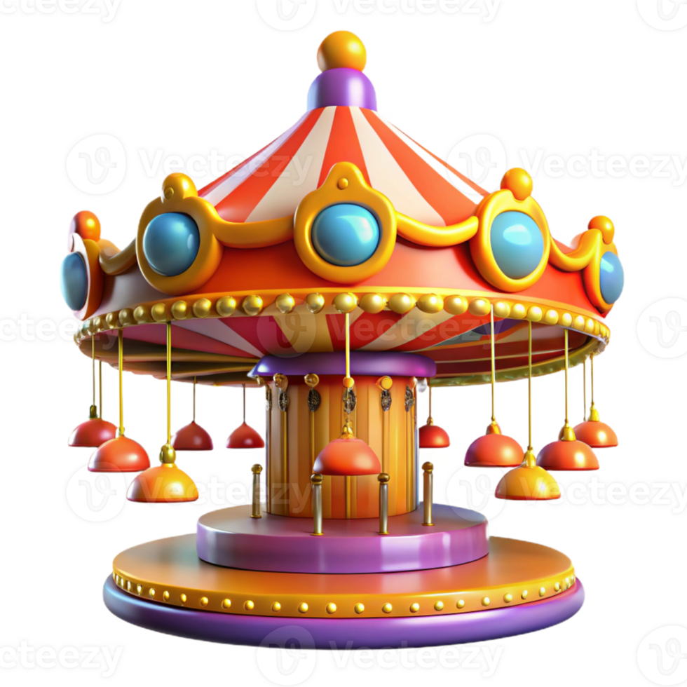 vibrant rustic Whimsical 3D Carousel Illustration original png