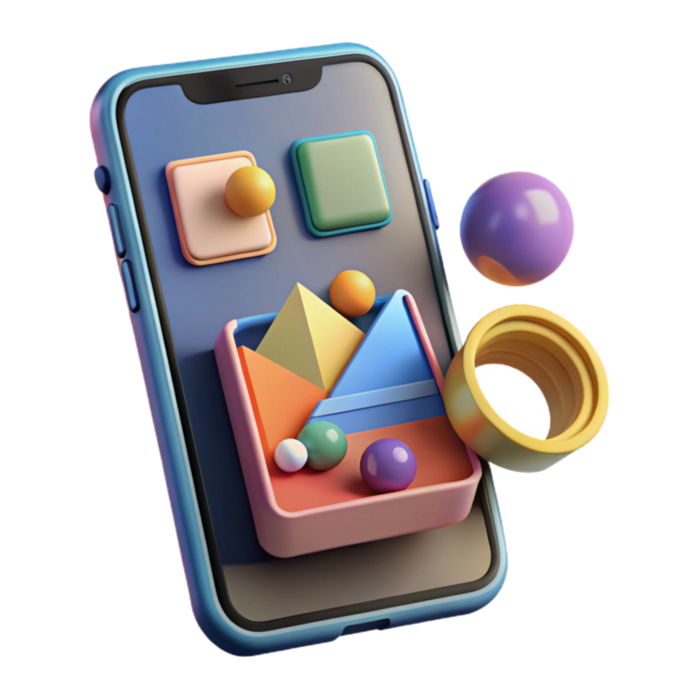 Abstract 3D Mobile App Design Colorful Shapes and Geometry png