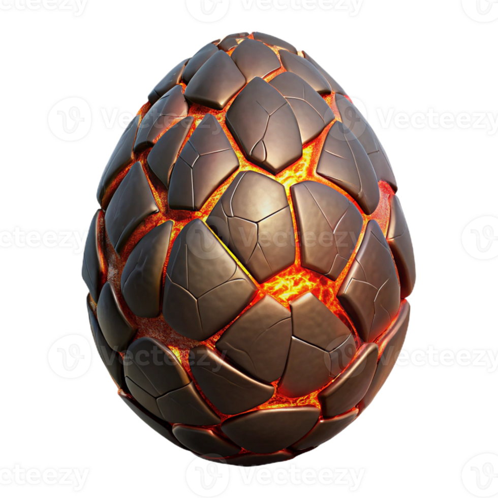 stunning modern Glowing Lava Dragon Egg 3D Render high quality png