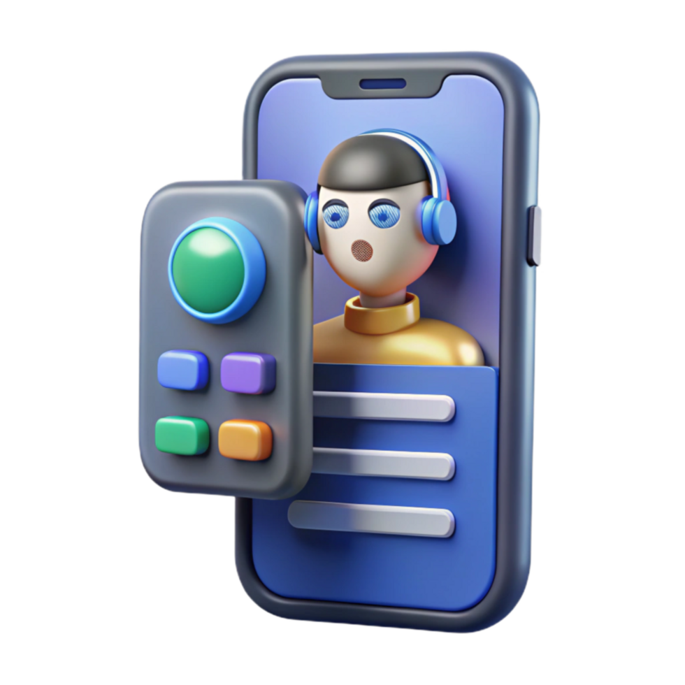 Remote Support 3D App Interface Design png