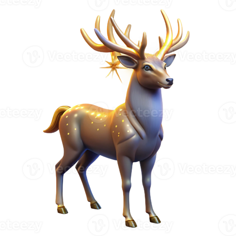 magnificent modern Majestic Golden Deer 3D Render high resolution png