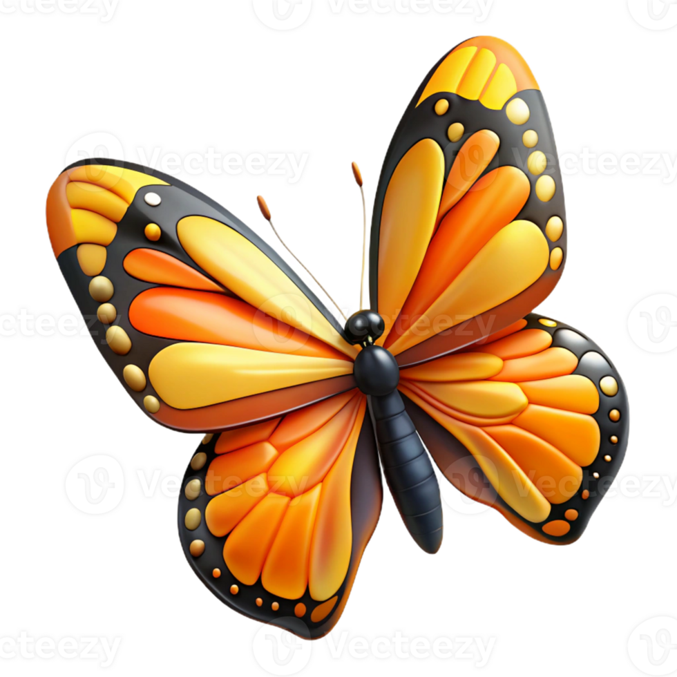 magnificent modern Vibrant 3D Butterfly Illustration 4K png