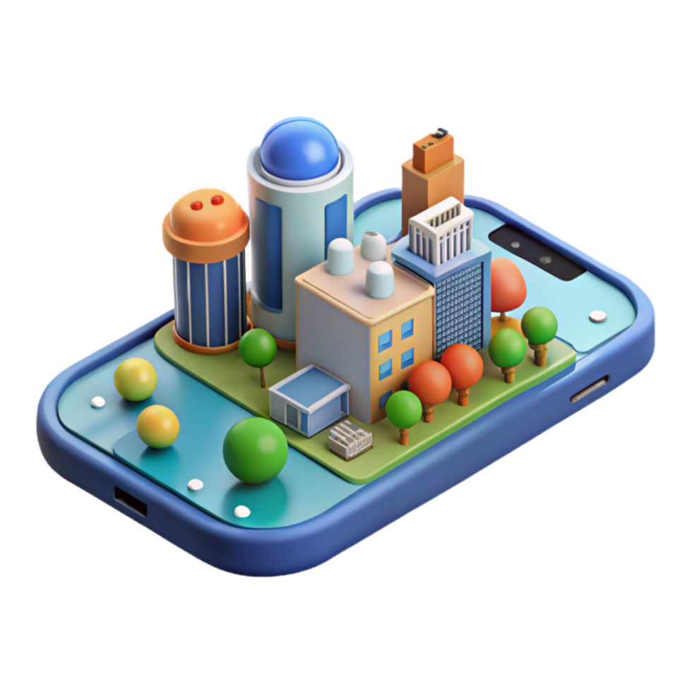Smart City on Mobile 3D Model Visualization png