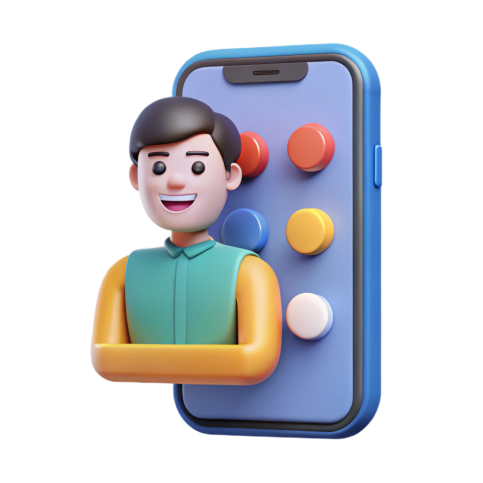 3D Animated Avatar on Mobile App Interface png