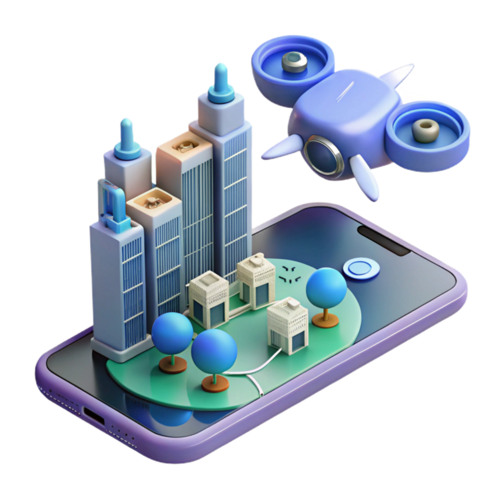 Drone City Surveillance Mobile App Integration png
