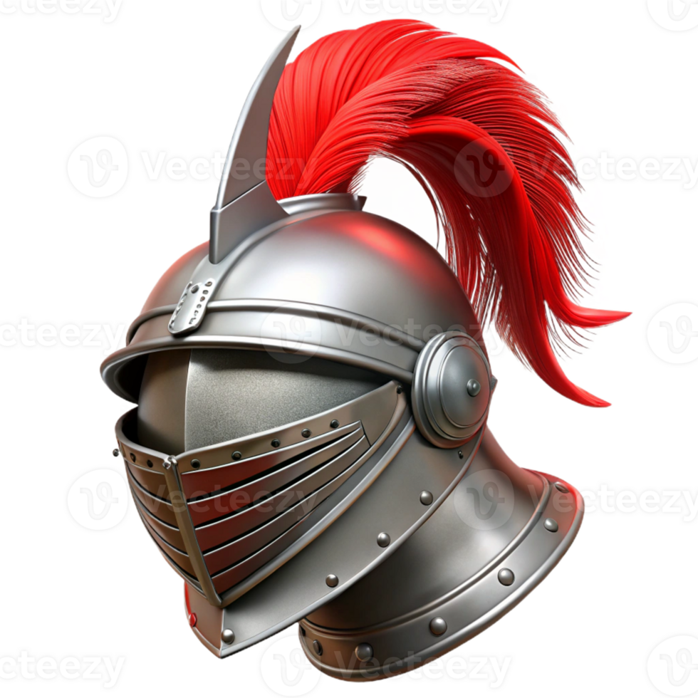 vibrant vintage Medieval Knight Helmet 3D Render high quality png