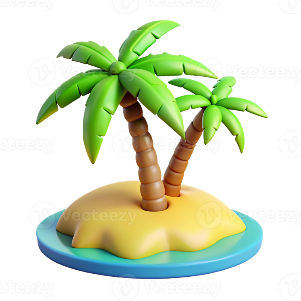 vibrant artistic Tropical Island 3D Render premium png