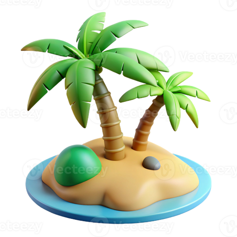 serene creative Tropical Island 3D Render premium png