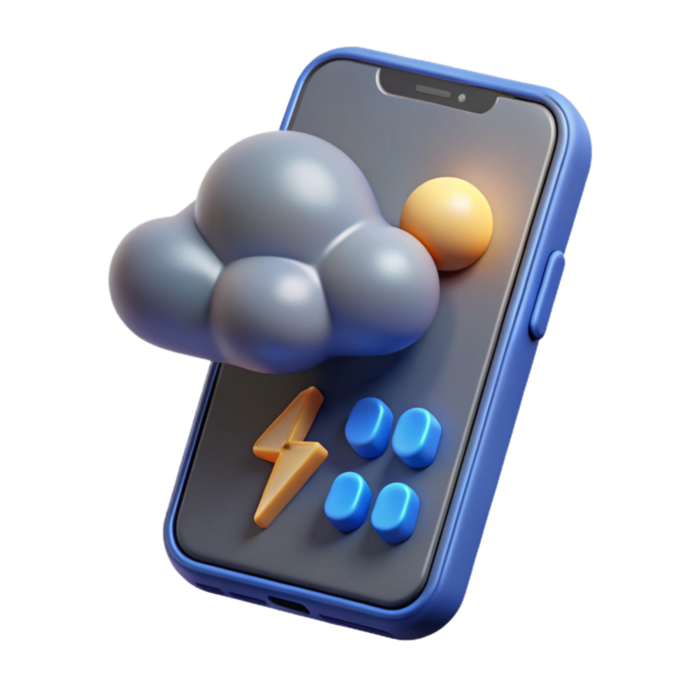 Mobile Weather App Stormy Cloud, Lightning, Rain Forecast png