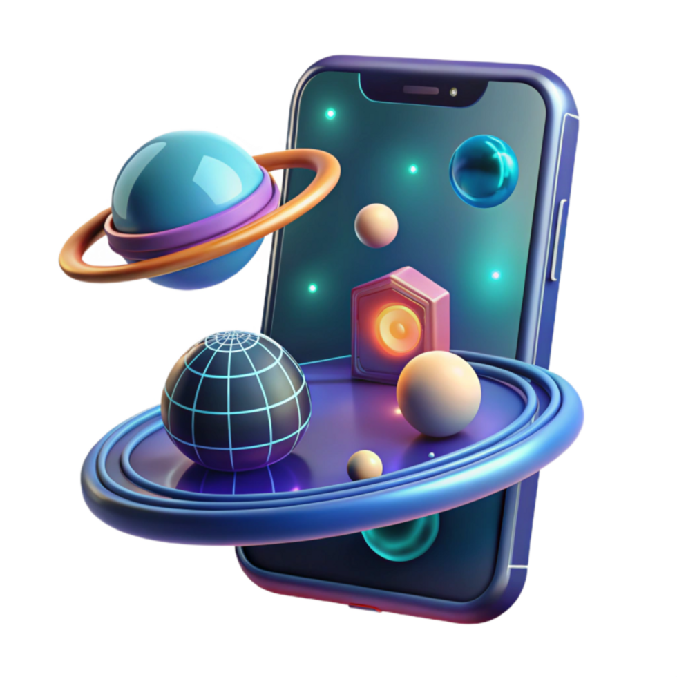 Mobile App Design 3D Sphere, Planet, Audio Visualizer png