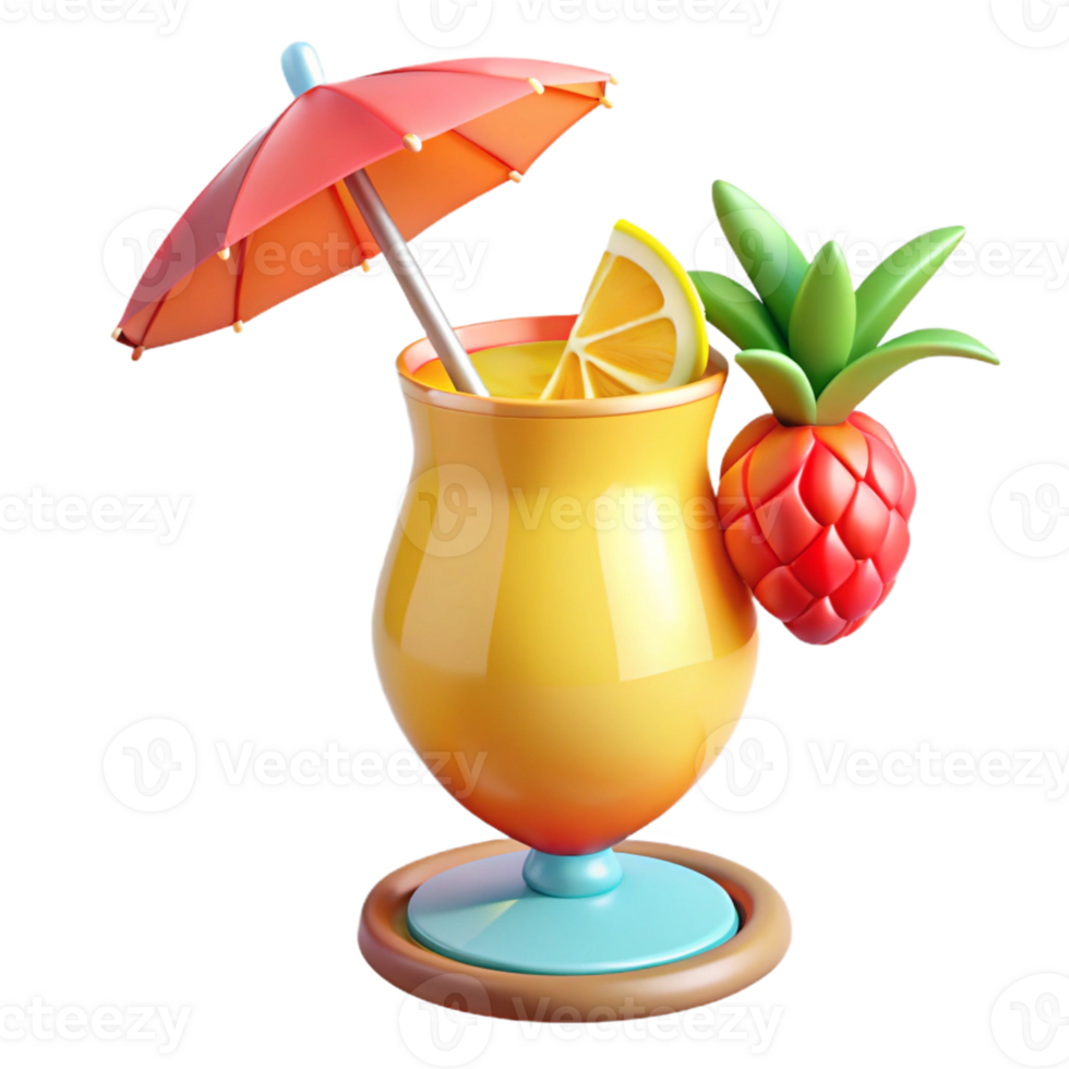 magnificent classic Summer Cocktail 3D Illustration high quality png