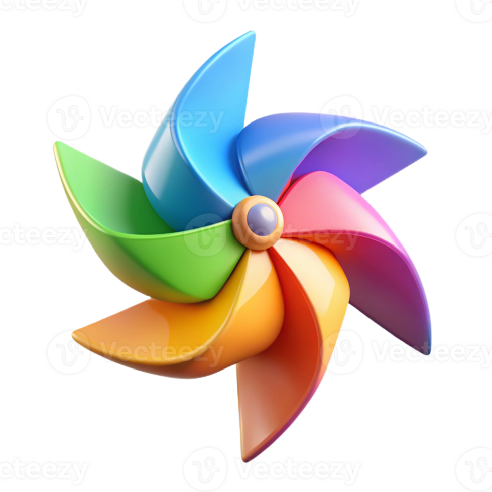 serene abstract Rainbow Pinwheel 3D Render original png