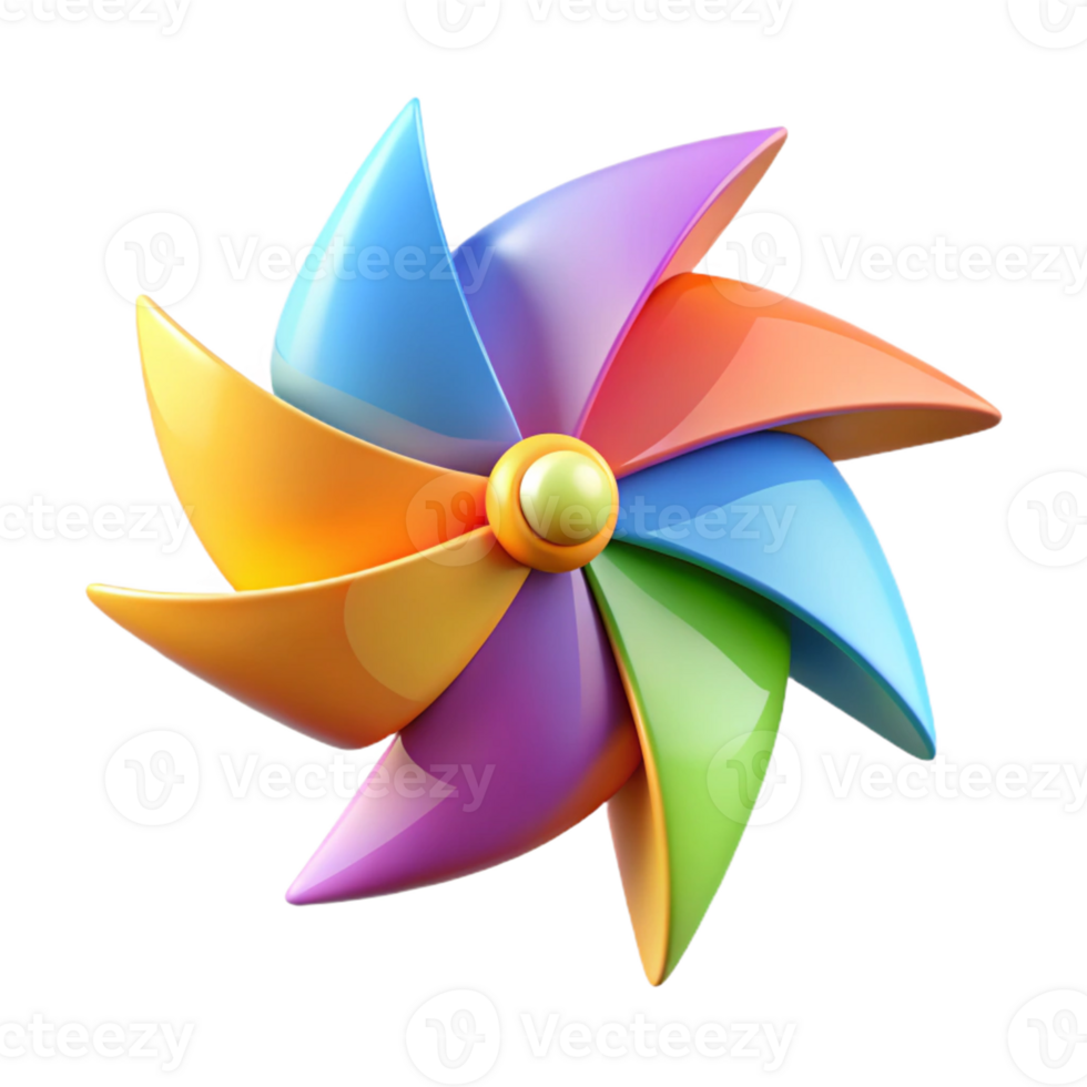 serene creative Colorful 3D Pinwheel Illustration high quality png