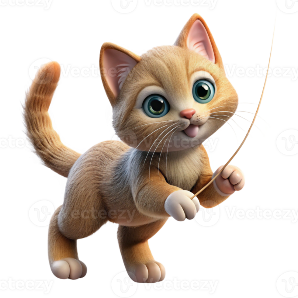 magnificent artistic Adorable Kitten 3D Render authentic png
