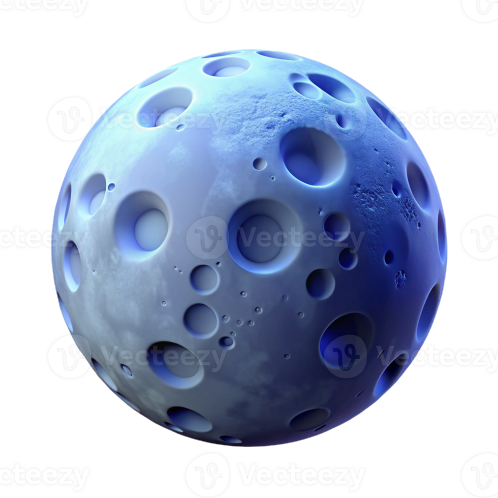 stunning creative 3D Render Blue Moon Cratered Surface high quality png