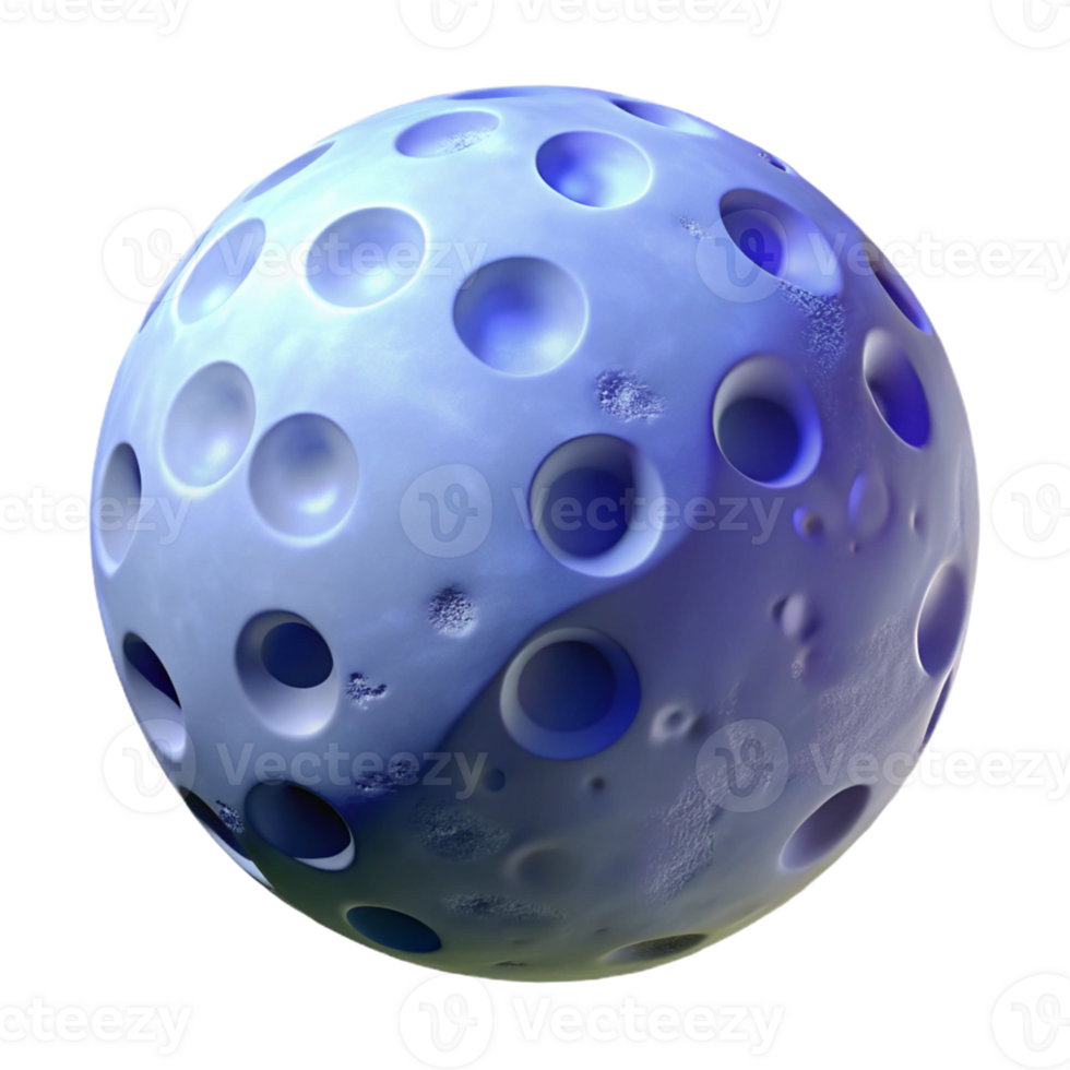 serene creative 3D Render Blue Cratered Sphere 4K png