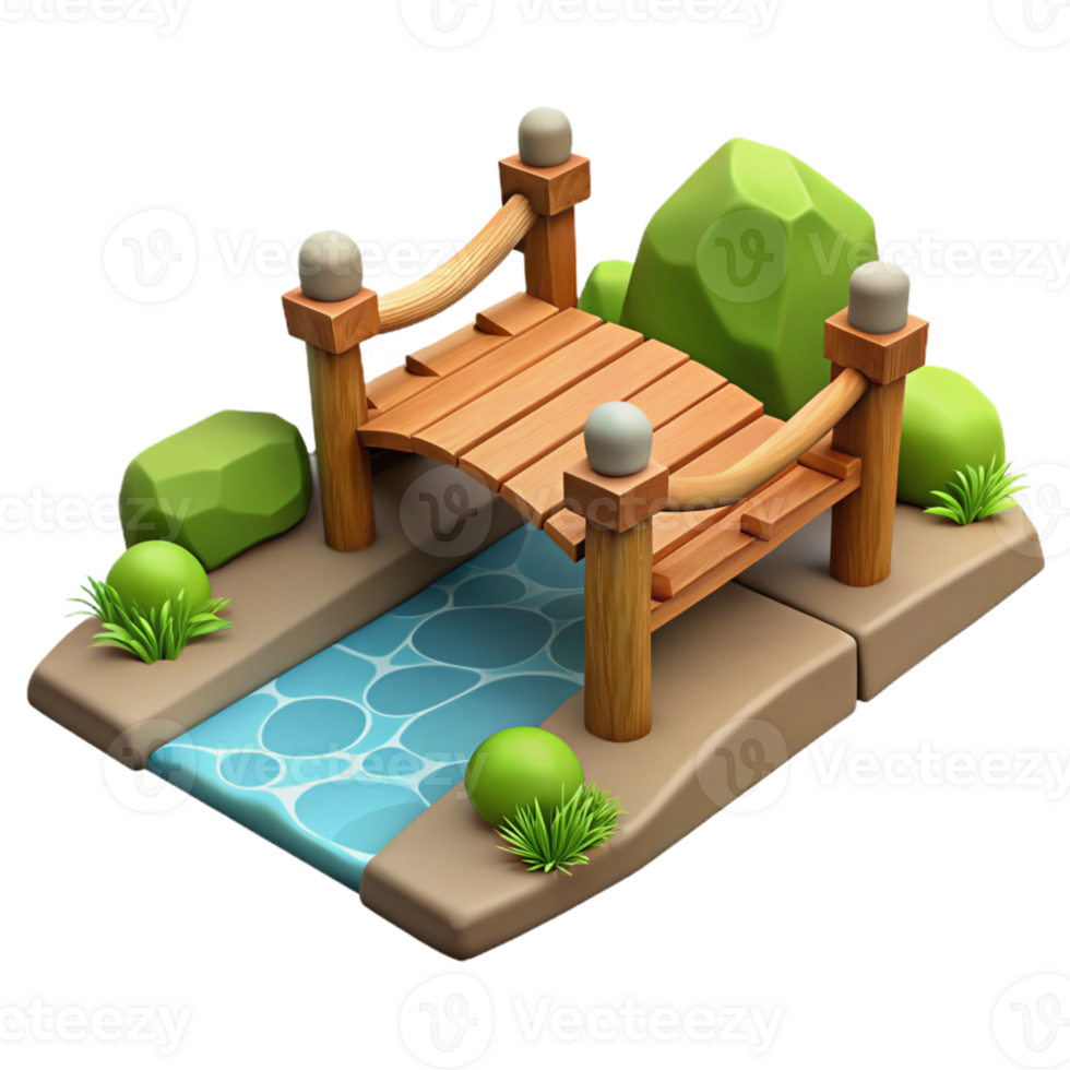 wonderful creative Wooden Bridge 3D Illustration high resolution png