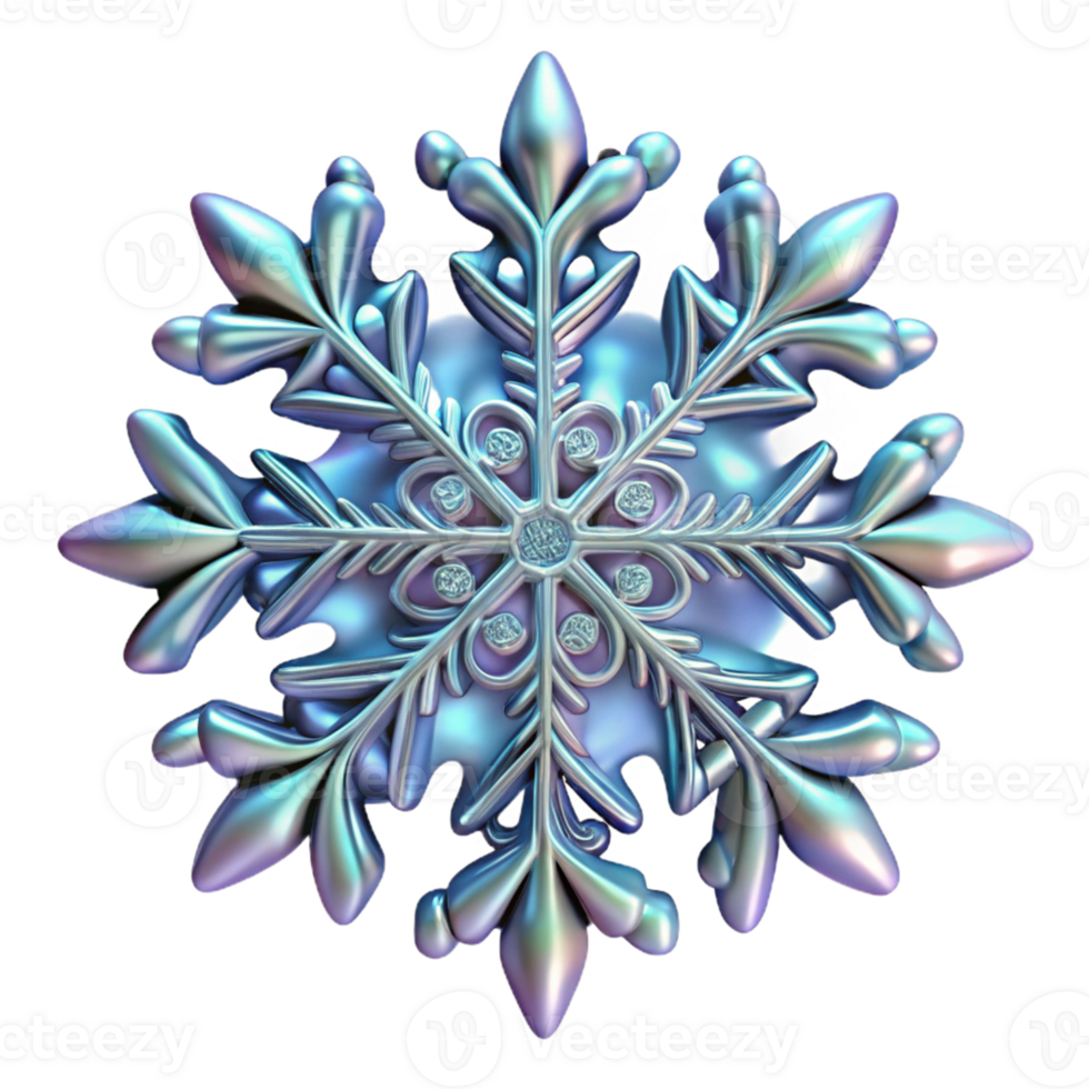 serene rustic 3D Render Iridescent Snowflake Graphic professional png
