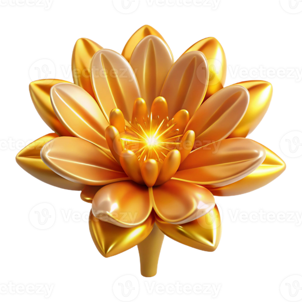 magnificent minimalist Golden 3D Flower Illustration authentic png