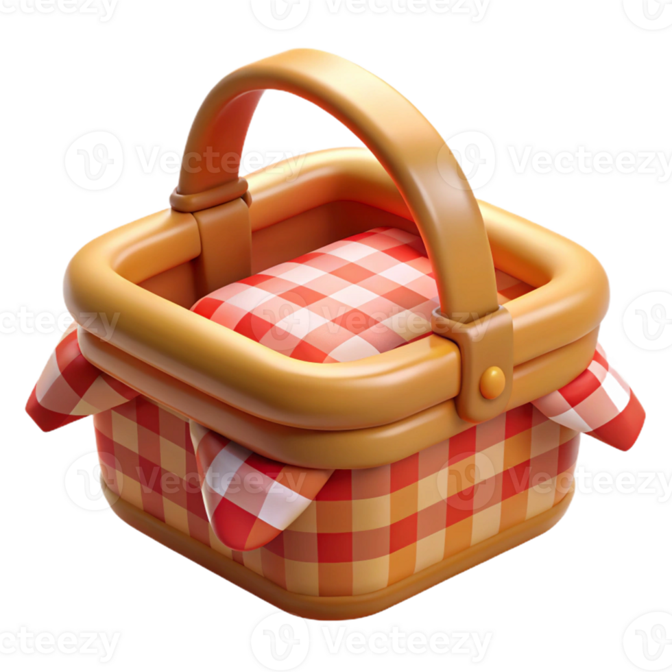 extraordinary traditional 3D Render Picnic Basket Illustration authentic png