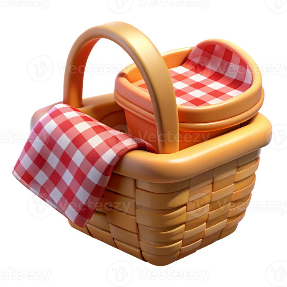 wonderful contemporary 3D Render Picnic Basket Illustration exclusive png