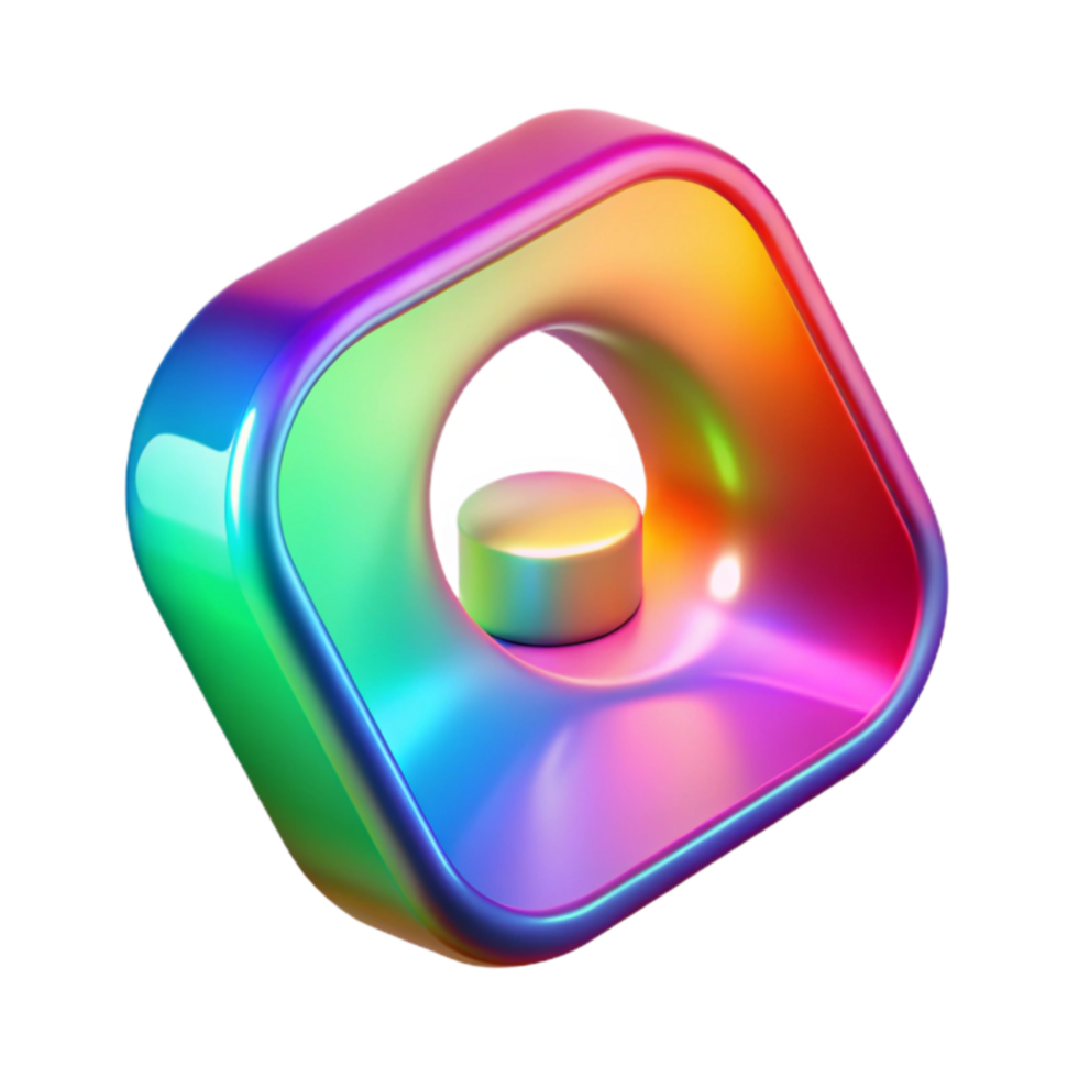 Abstract Rainbow 3D Render Colorful Geometric Shapes png