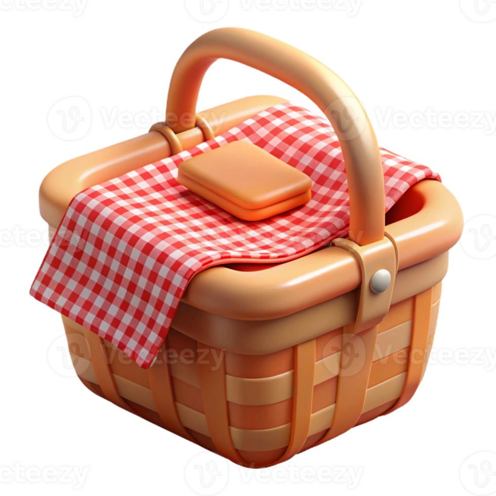 wonderful creative 3D Render Picnic Basket Illustration high resolution png