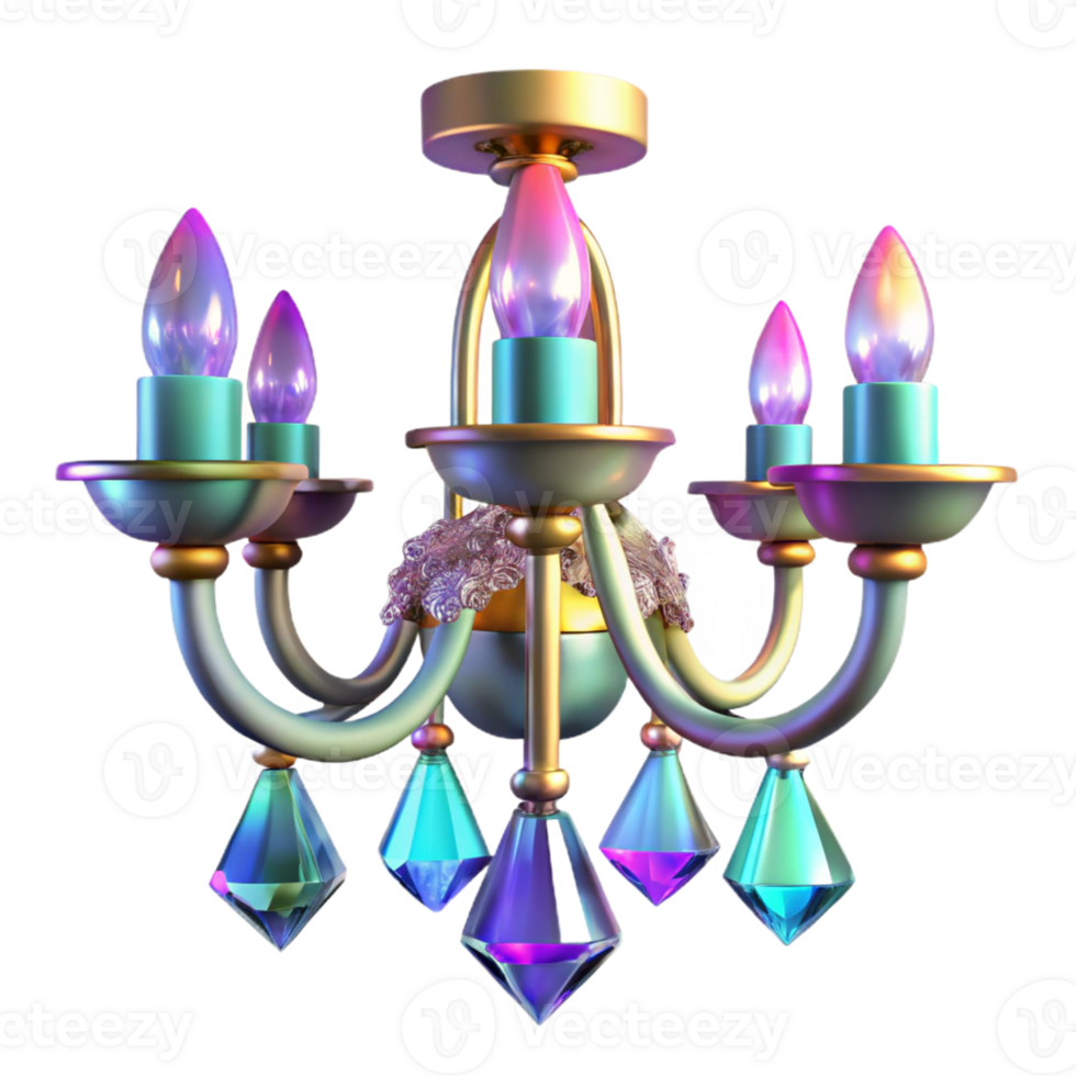 magnificent abstract Iridescent Crystal Chandelier 3D Render high resolution png