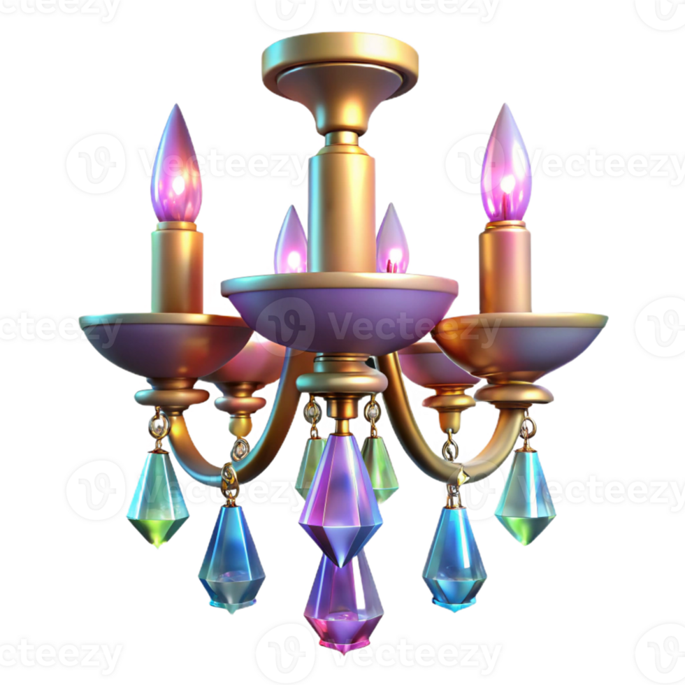 magnificent minimalist 3D Render Colorful Crystal Chandelier professional png