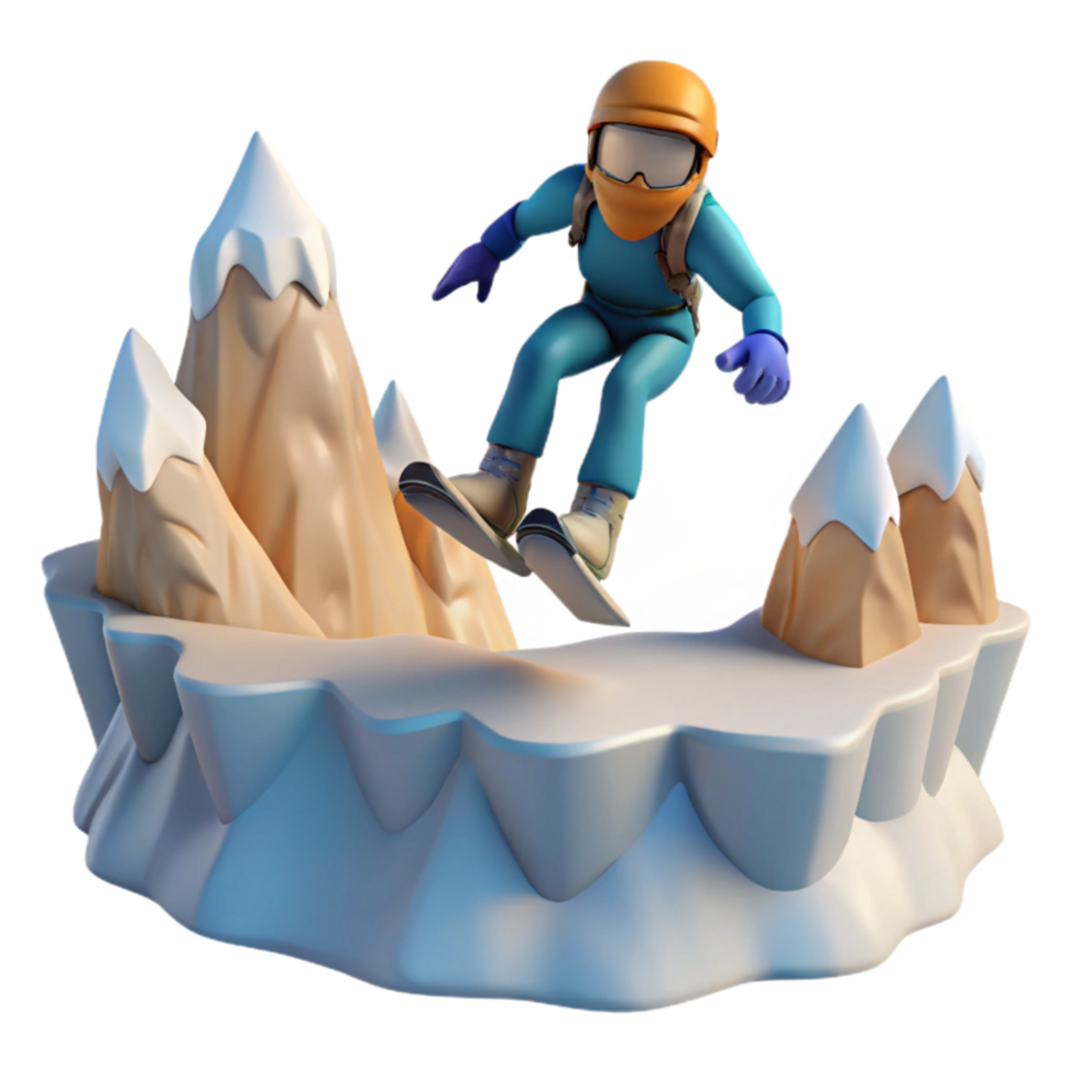 Snowboarding Cartoon Mountain Jump Adventure png