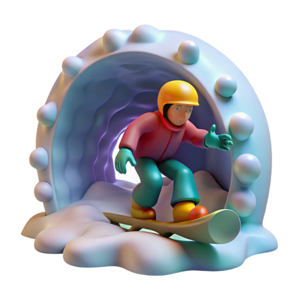 Snowboarder in a winter wonderland tunnel png