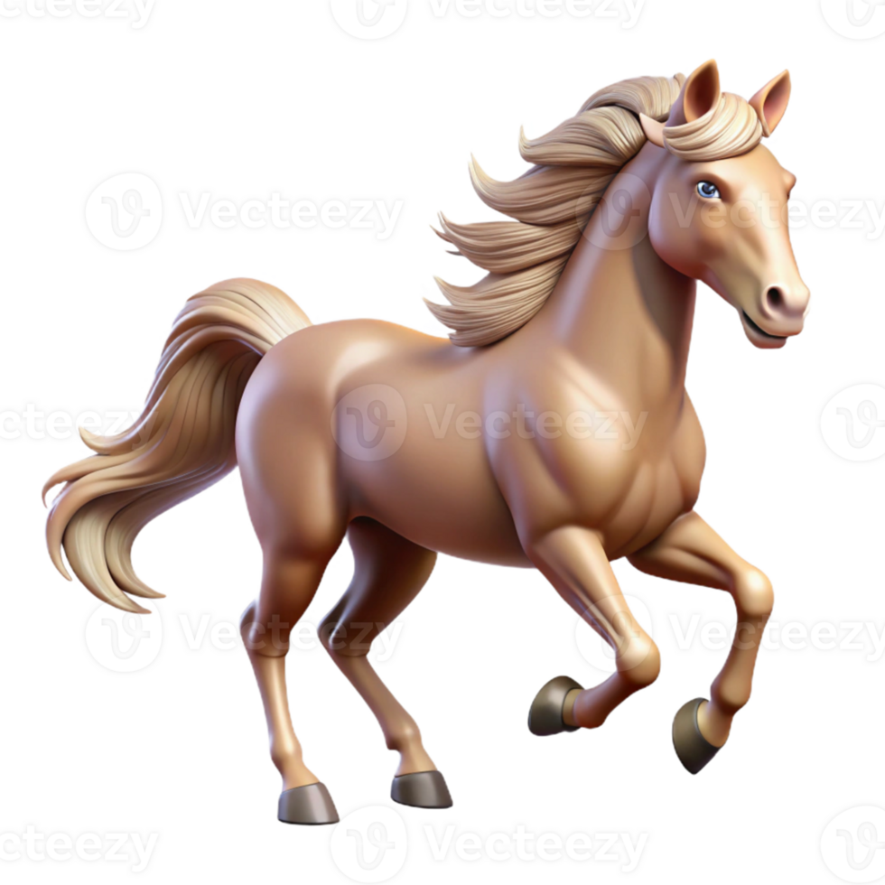 impressive rustic 3D Render of a Running Palomino Horse professional png
