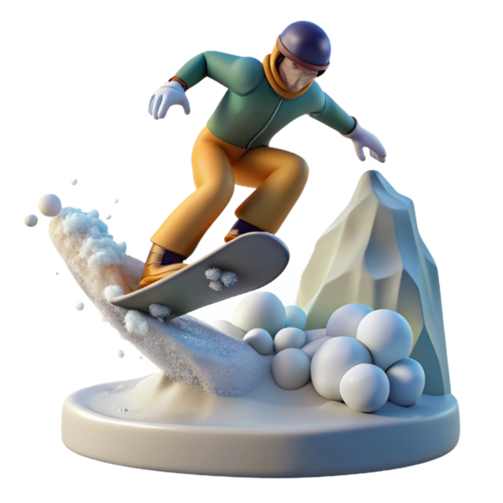 Snowboarder carving snowy mountain png