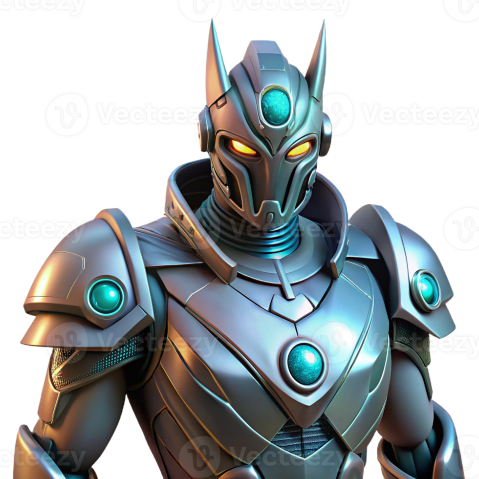 elegant creative Futuristic Armored Robot 3D Render detailed png