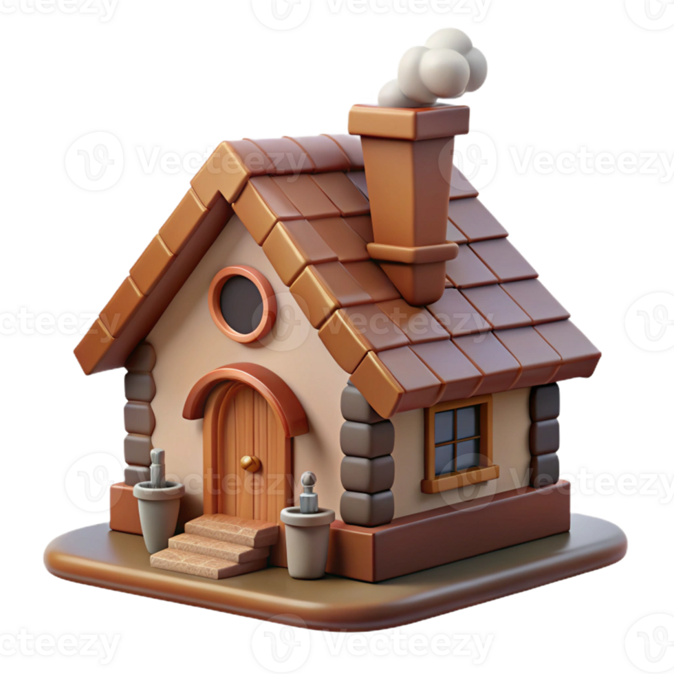 impressive minimalist Cozy 3D Cartoon House Illustration authentic png