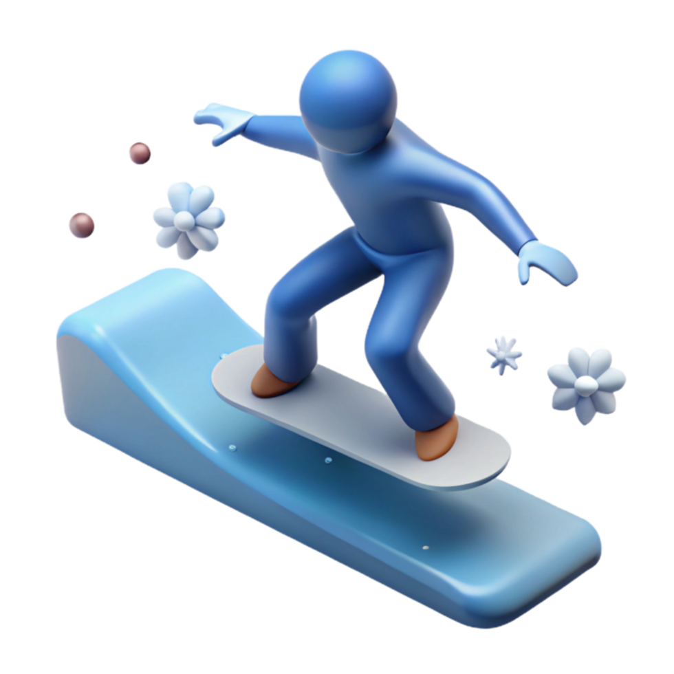 3D Render of Snowboarding Figure png
