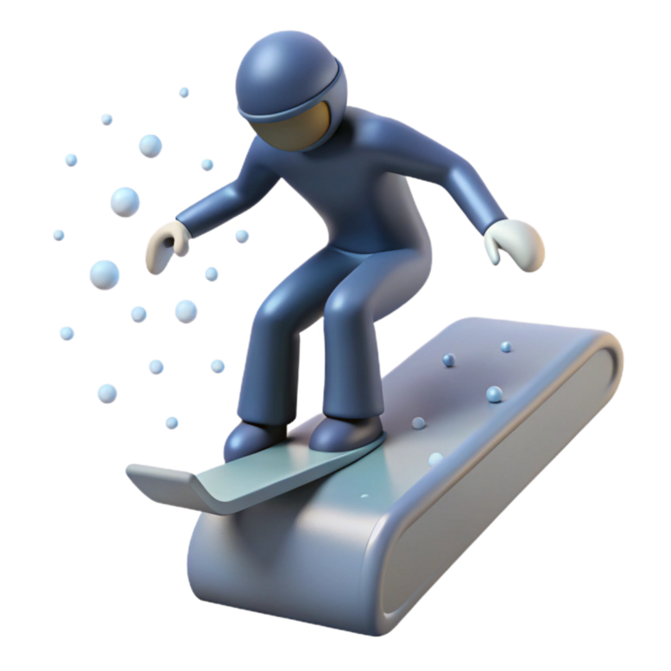 Snowboarding 3D Cartoon Illustration Winter Fun png