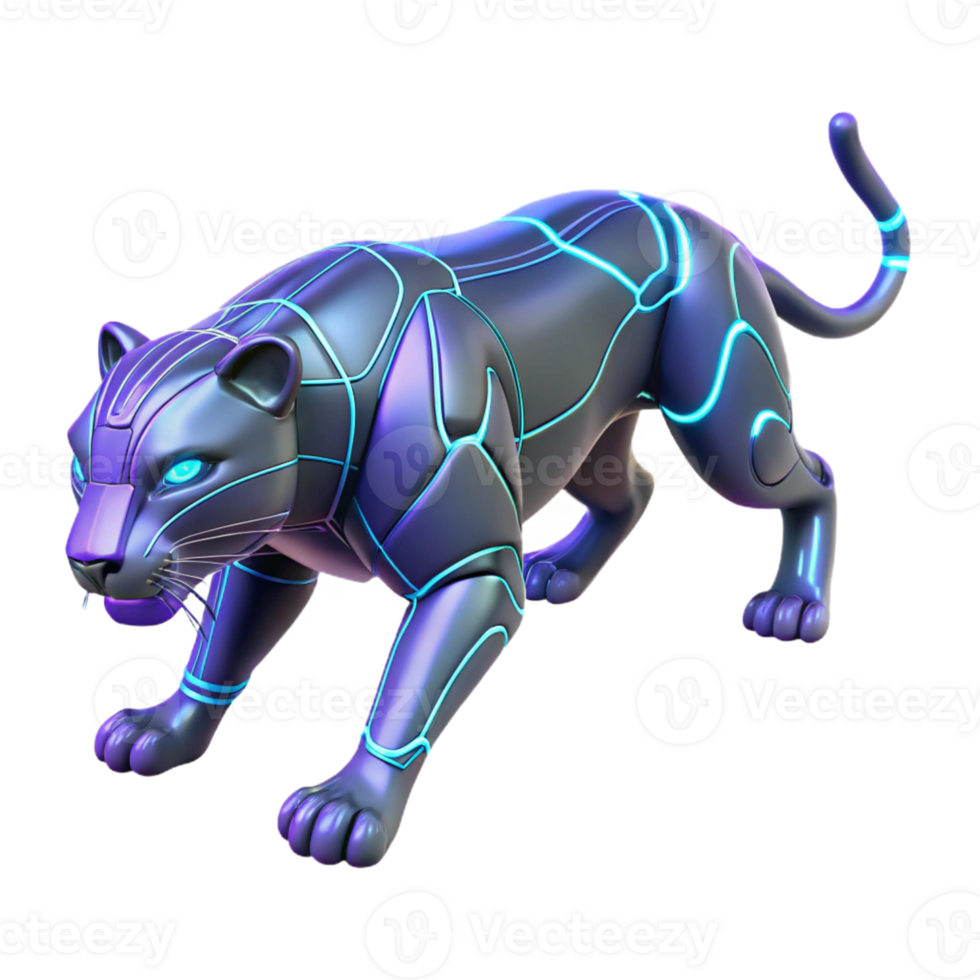 elegant abstract Cybernetic Panther 3D Render exclusive png
