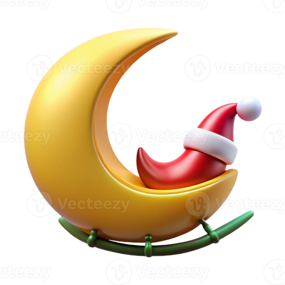 impressive traditional 3D Render Festive Moon Sleigh original png