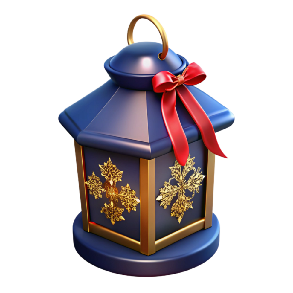 Ornate Festive Lantern with Snowflake Design png
