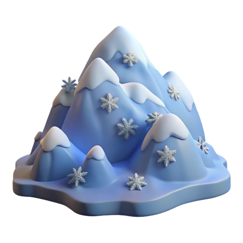 Snowy Mountain Peak 3D Render png