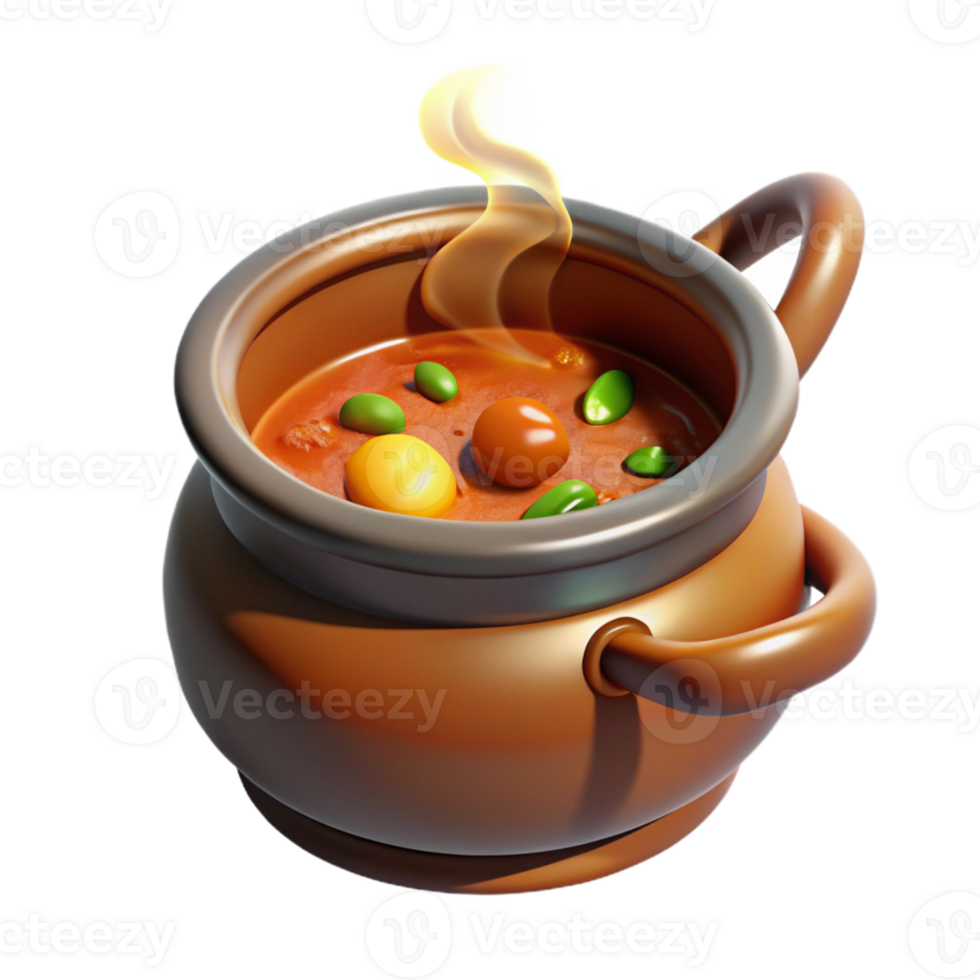 dramatic classic Steaming Stew Pot 3D Illustration exclusive png