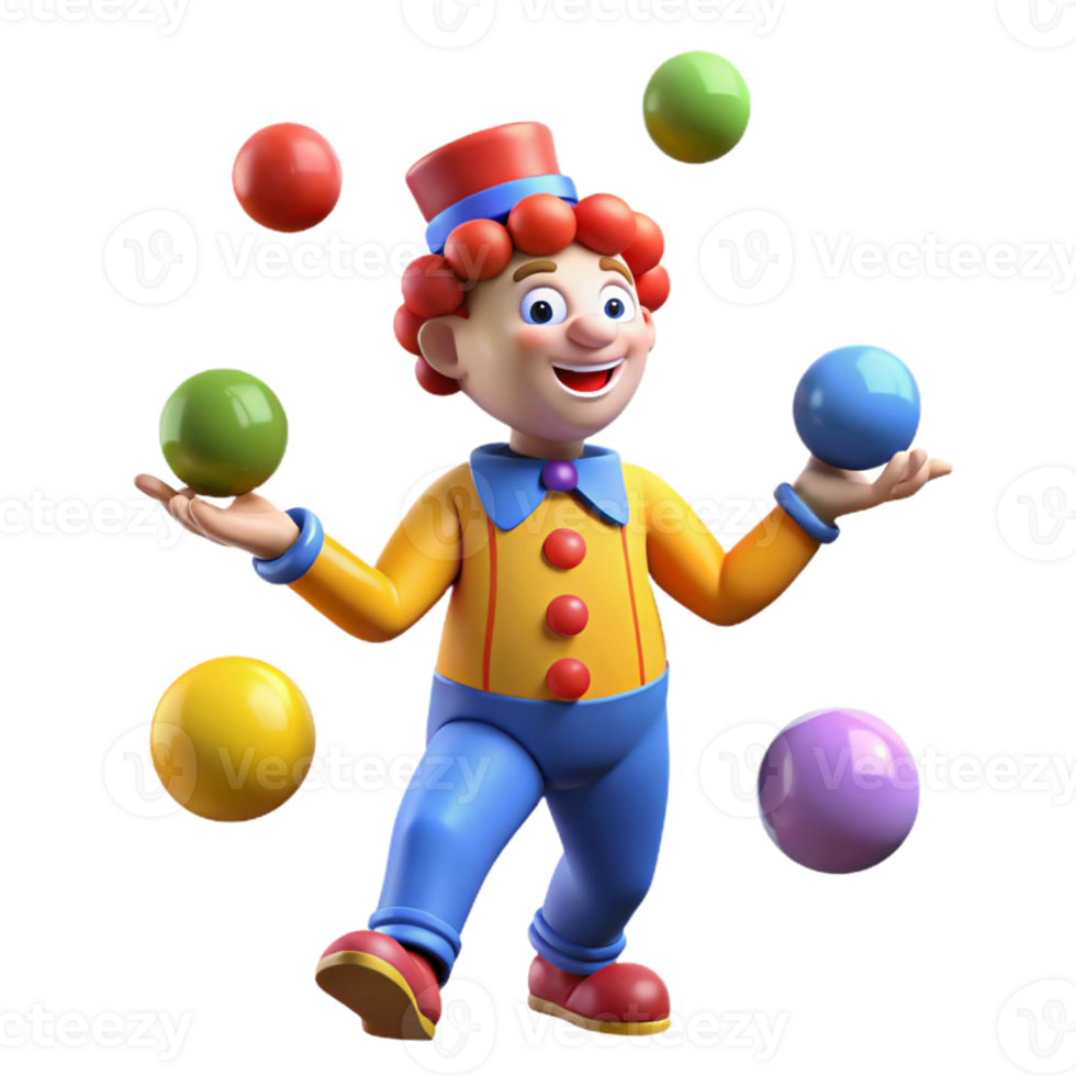 dramatic abstract 3D Juggling Clown Illustration authentic png