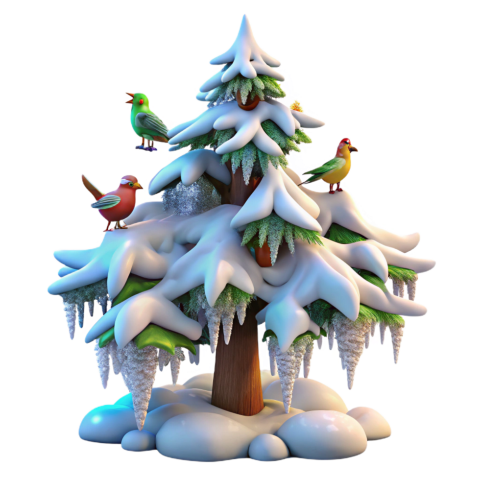 inverno neve árvore com pássaros png