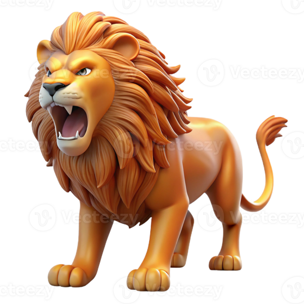 extraordinary abstract Roaring 3D Lion Illustration professional png