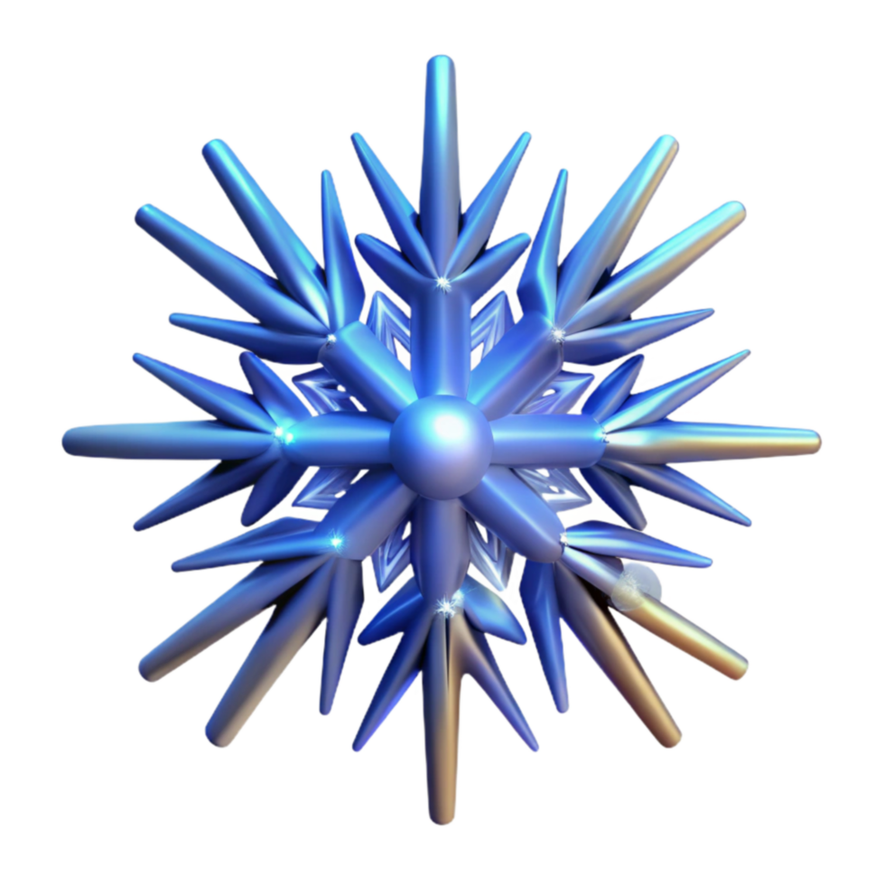 3D Render Iridescent Blue Snowflake png