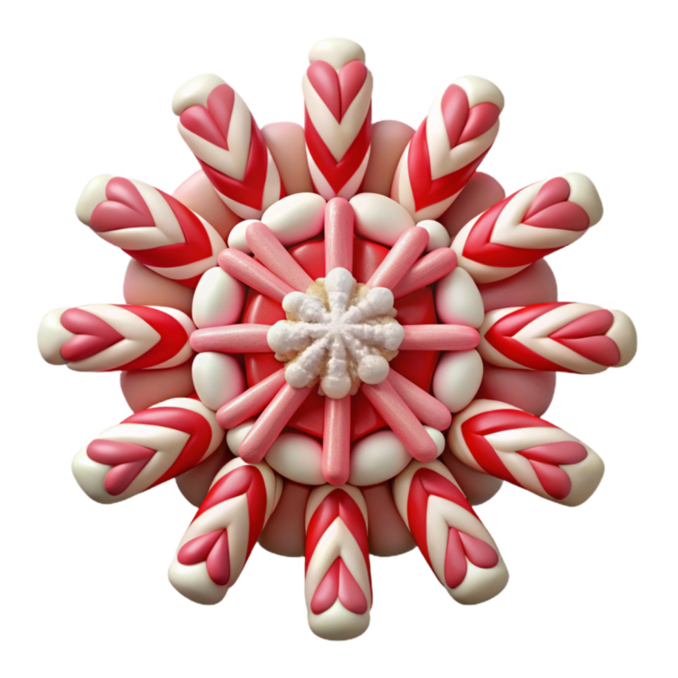 Pink and White Candy Heart Snowflake png