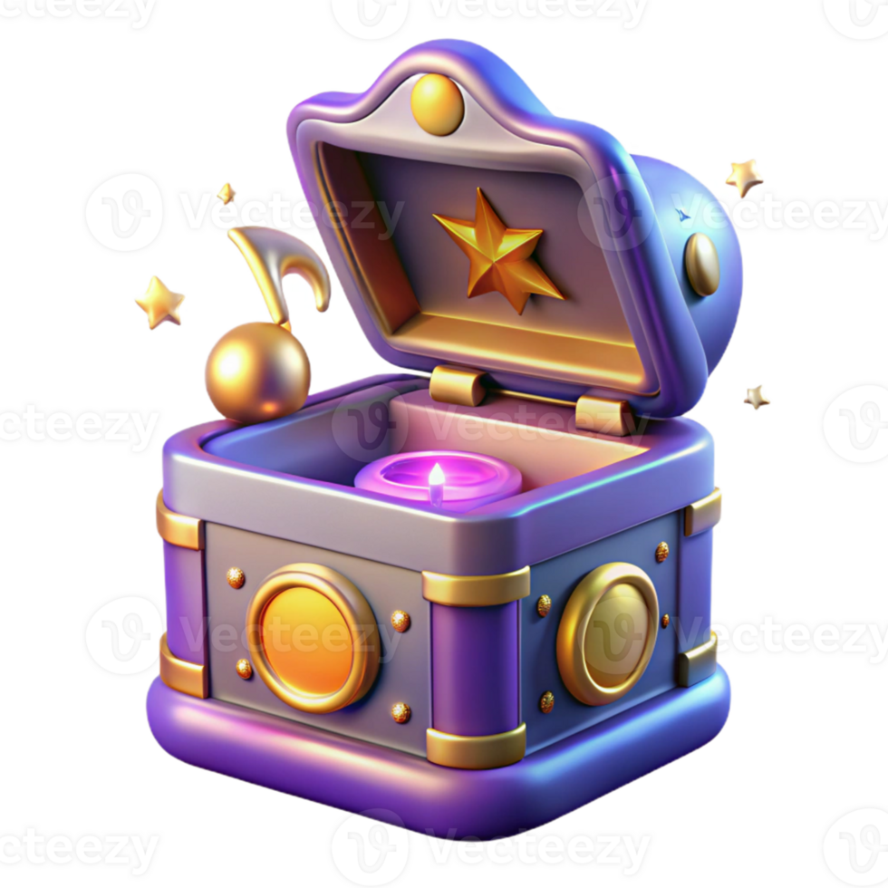 impressive rustic Magical Music Box 3D Render professional png