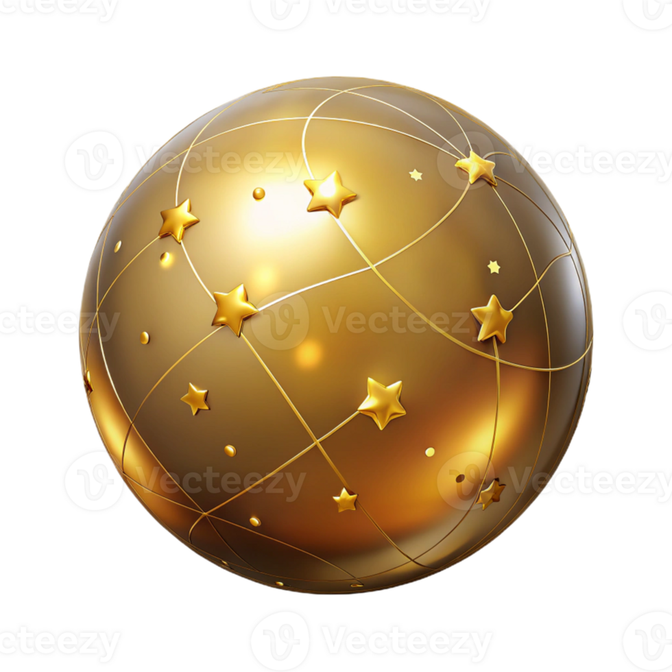 extraordinary modern Golden Sphere 3D Render with Stars high resolution png
